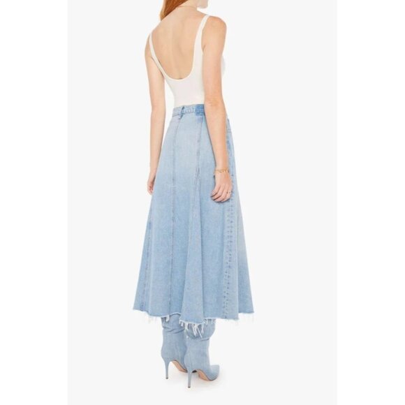 MOTHER Superior The Full Swing Fray Denim Skirt Womens Sz 27 I'm With The Band - Picture 4 of 14